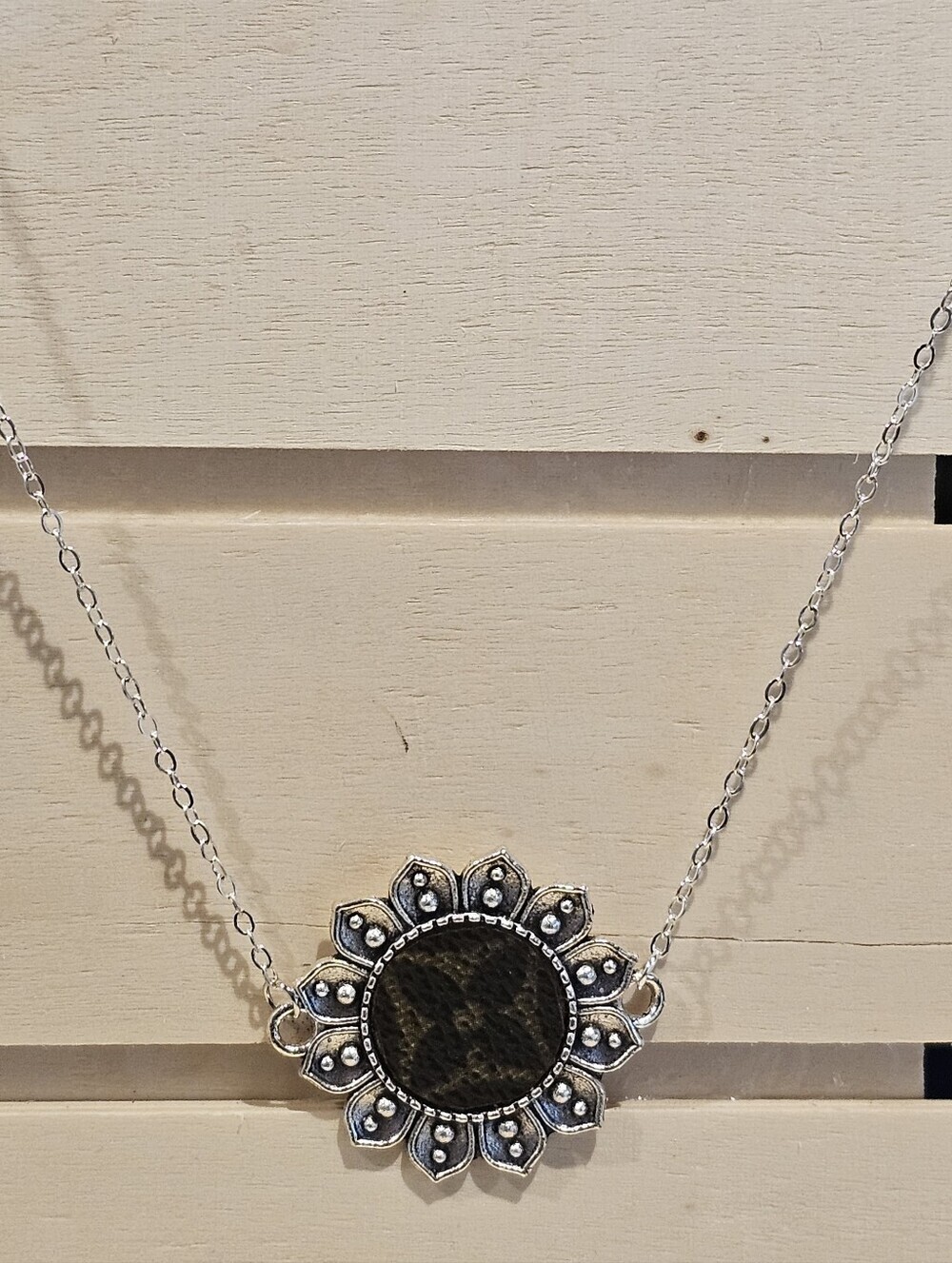 Louis Vuitton Piece In Pendant On 18" Silver Plated Necklace